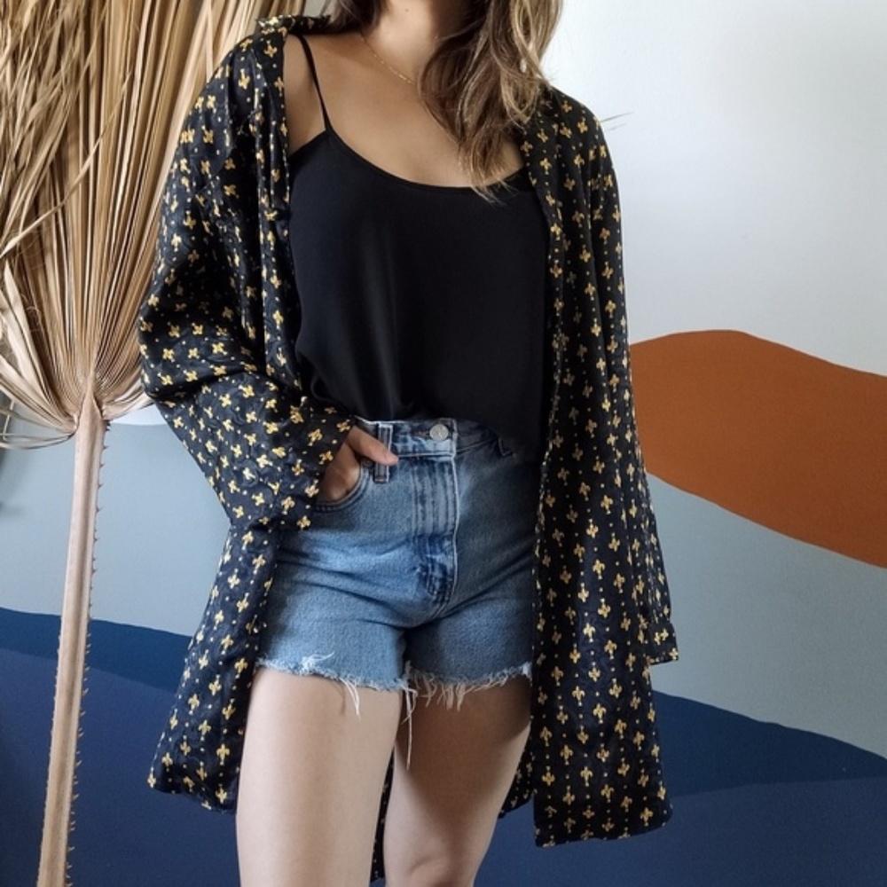 Vintage Saks Fifth Avenue Gold Spade Kimono Top